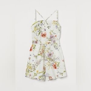 h&m floral linen blend romper